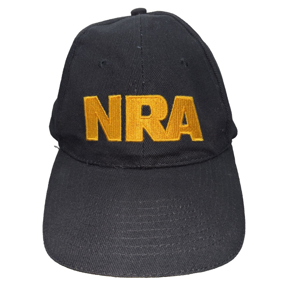 NRA Baseball Cap Strapback Hat Logo Gun America USA Rifle Black Gold Flag
